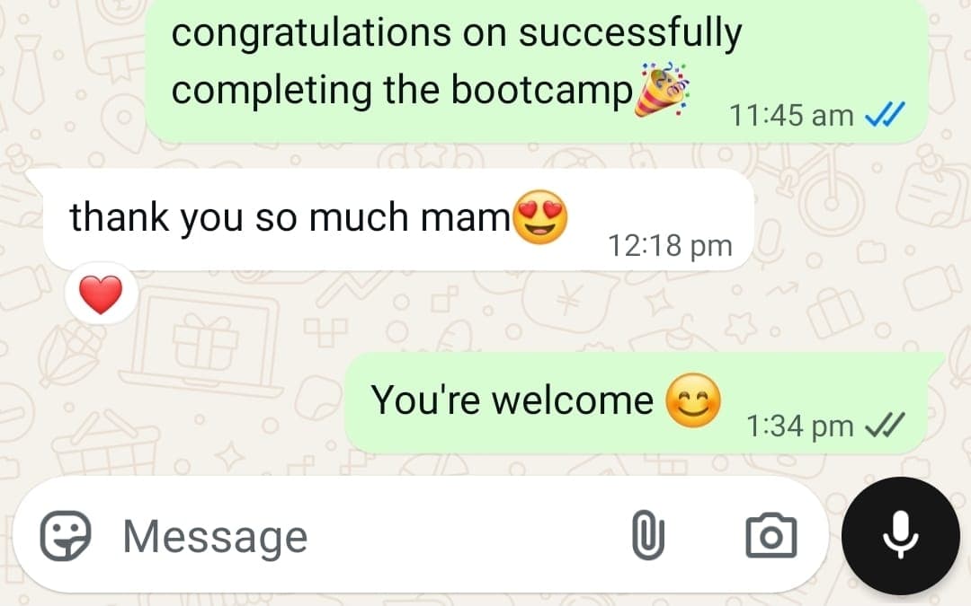 5-day bootcamp certificate feedback 2