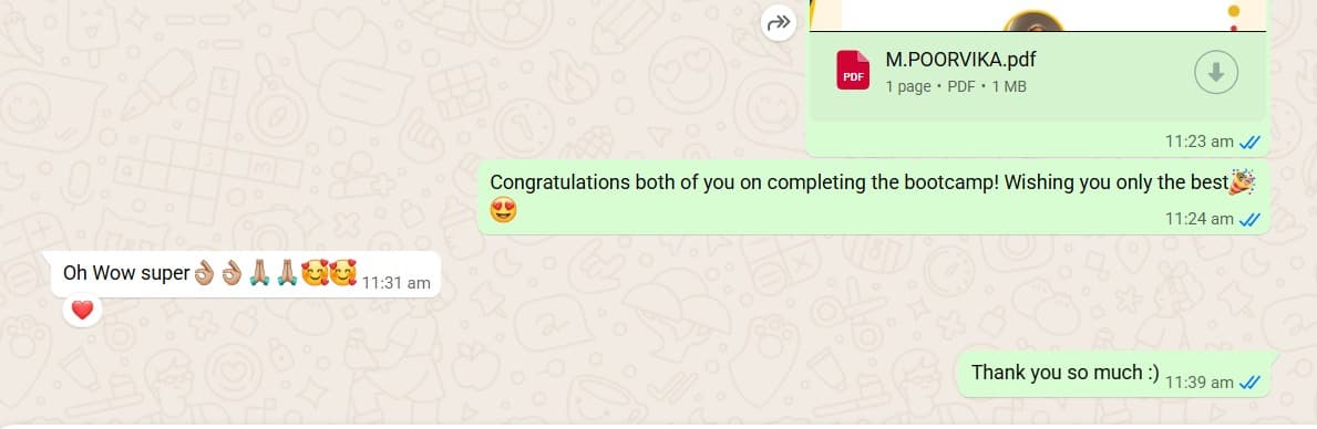 5-day bootcamp certificate feedback 3
