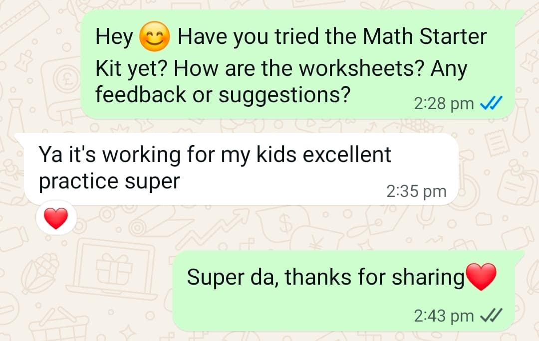 Maths Starter Kit parent feedback 2
