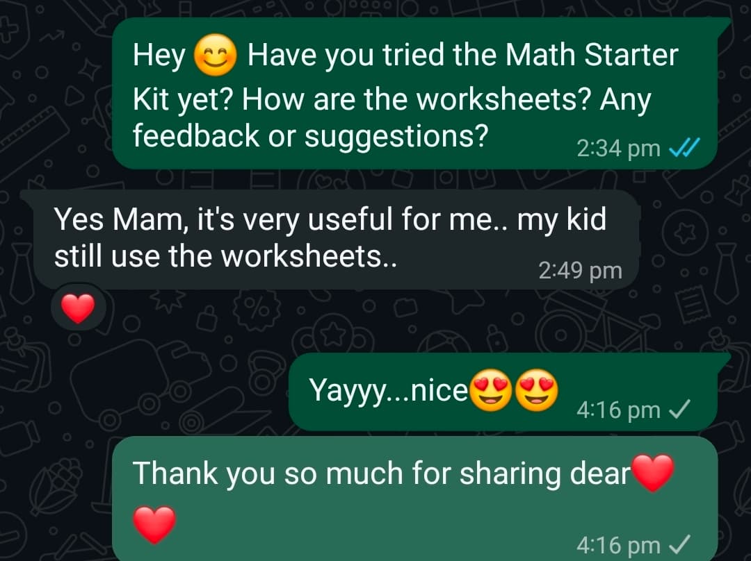 Maths Starter Kit parent feedback 4