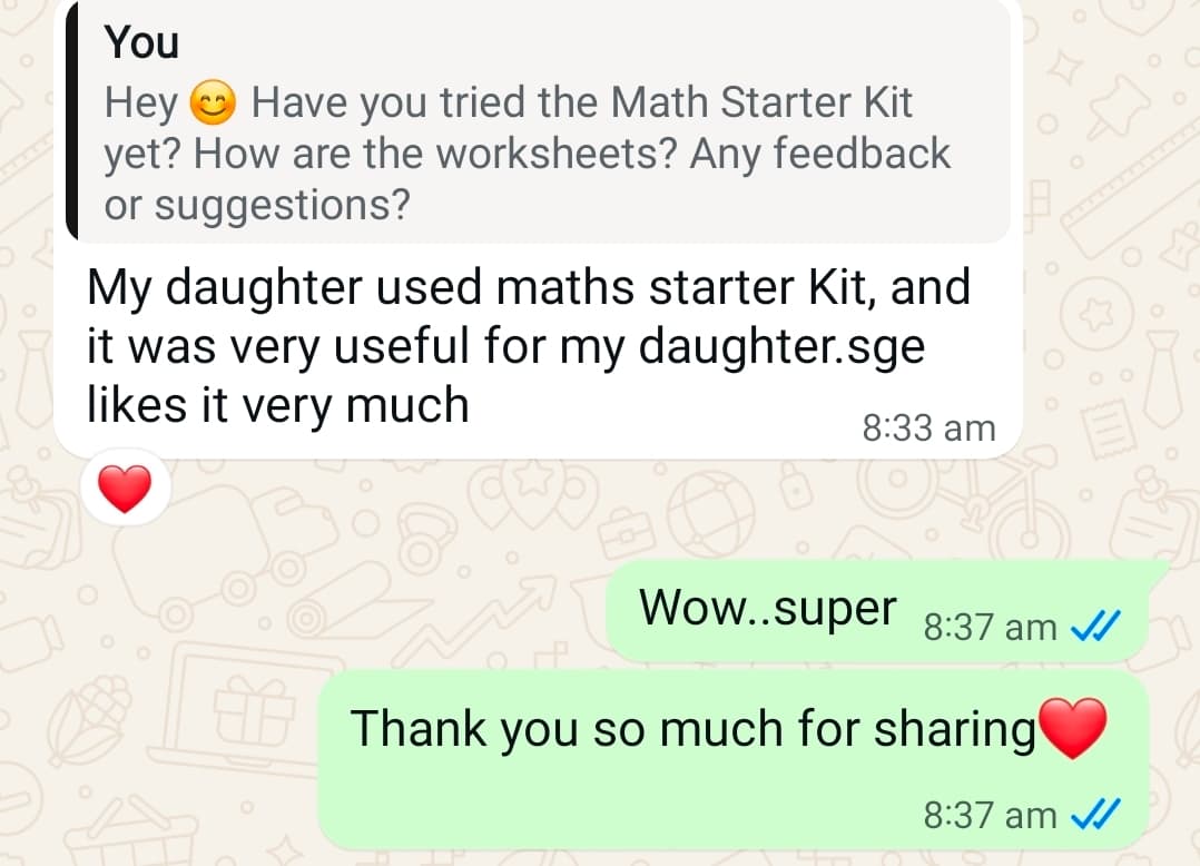 Maths Starter Kit parent feedback 6