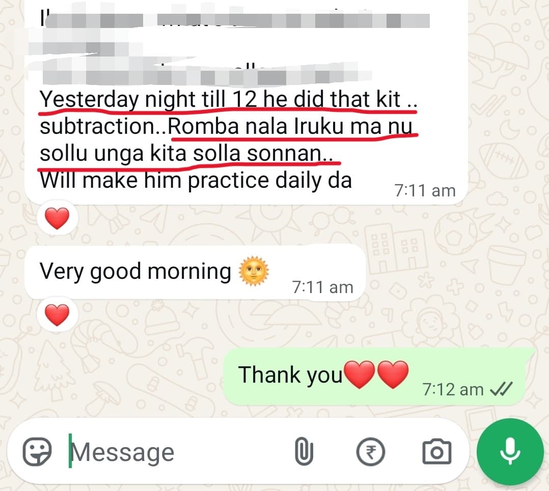 Parent testimonial screenshot for Maths with Deepika