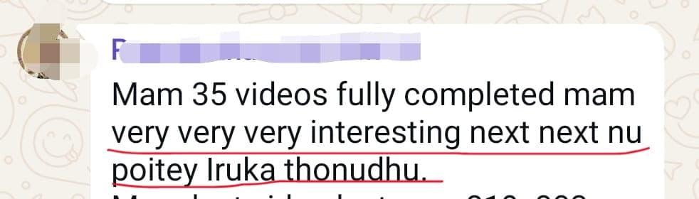 Parent testimonial screenshot for Maths with Deepika