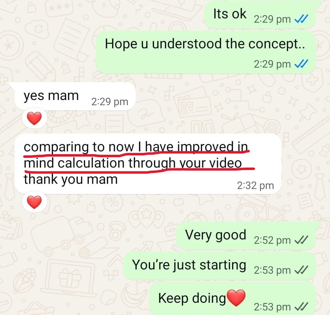 Parent testimonial screenshot for Maths with Deepika